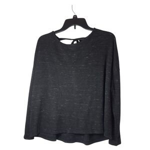 Aerie Charcoal Oversized Waffle Plunge Back Satin Bow Long Sleeve Top Size XS